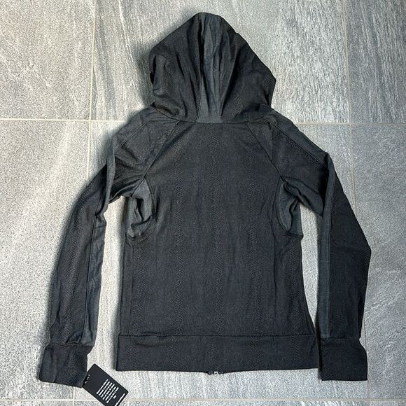 NWT REVOLVE Michael Lauren Full Zip Grey Snake Print Hoodie Pockets Thumbholes S - Picture 9 of 16